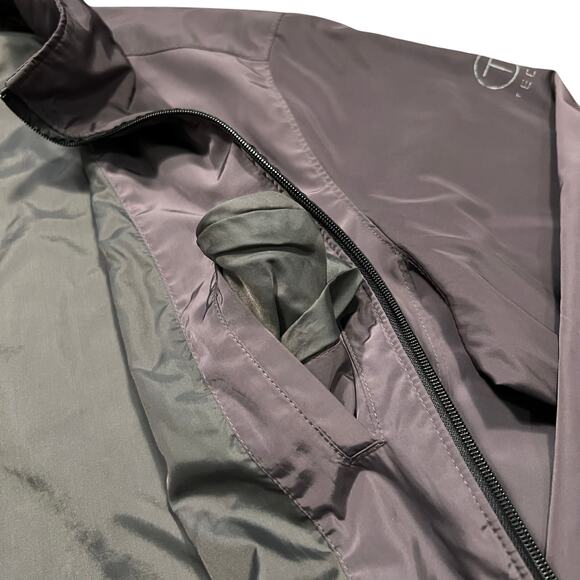 TECH by Tumi Brown Gray Full Zip Waterproof Packable Hidden Hood Jacket Mens XXL - Picture 8 of 16